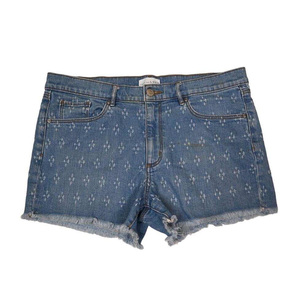 LOFT Womens 12/31 Frayed Hem Stitch Pattern Jean Shorts